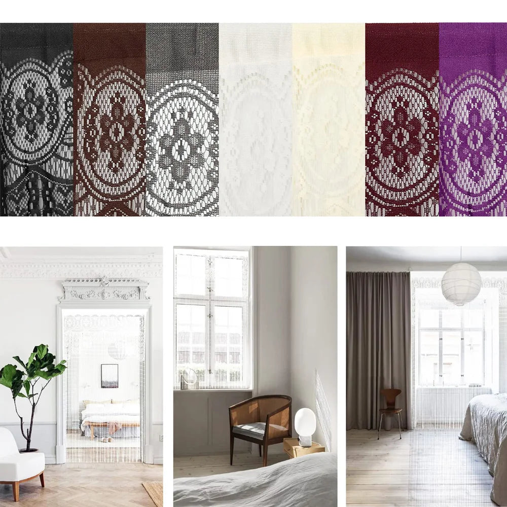 Macrame Lace Door String Curtain for Doorway Boho Window Panel Room Divider Wall Closet Curtains for Bedroom Living Room Kitchen