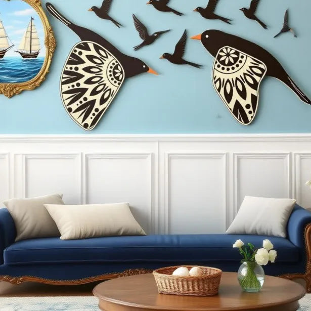 Décoration Murale Oiseau Volant en Bois - Art Mural Naturel