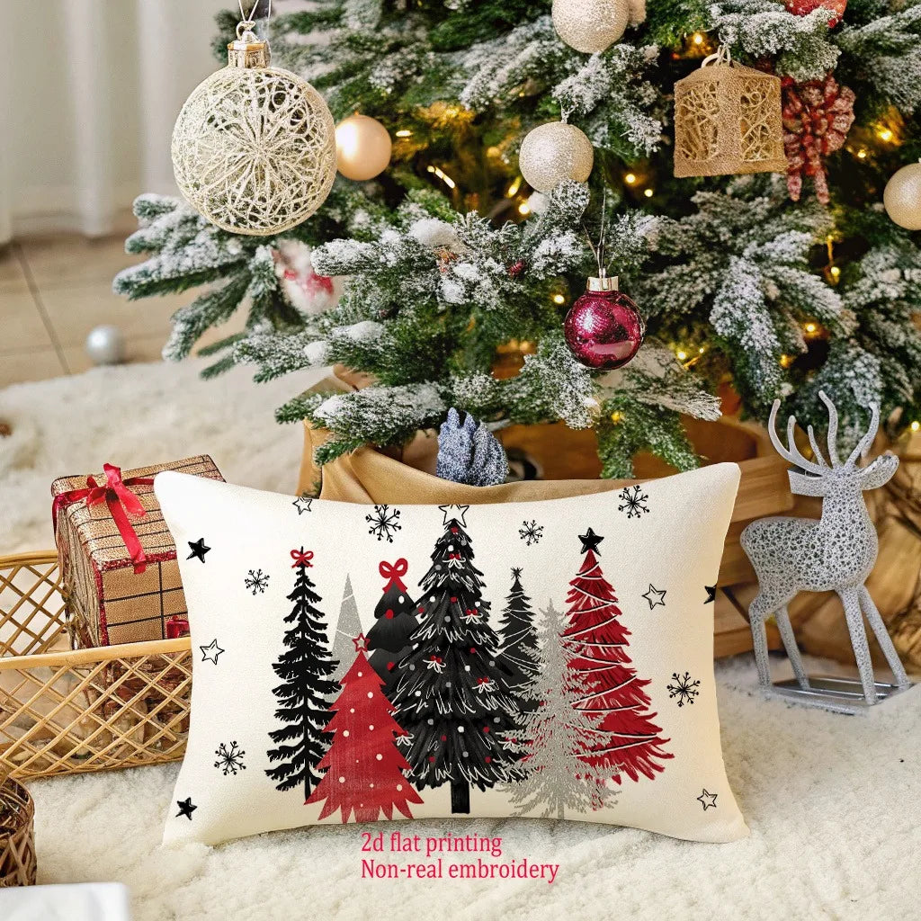 Christmas Tree Print Christmas Pillowcases for Cozy Holidays! Sofa cushion cover, New Year home decoration