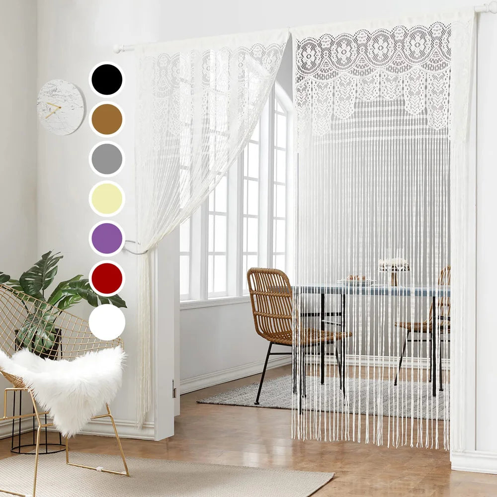 Macrame Lace Door String Curtain for Doorway Boho Window Panel Room Divider Wall Closet Curtains for Bedroom Living Room Kitchen