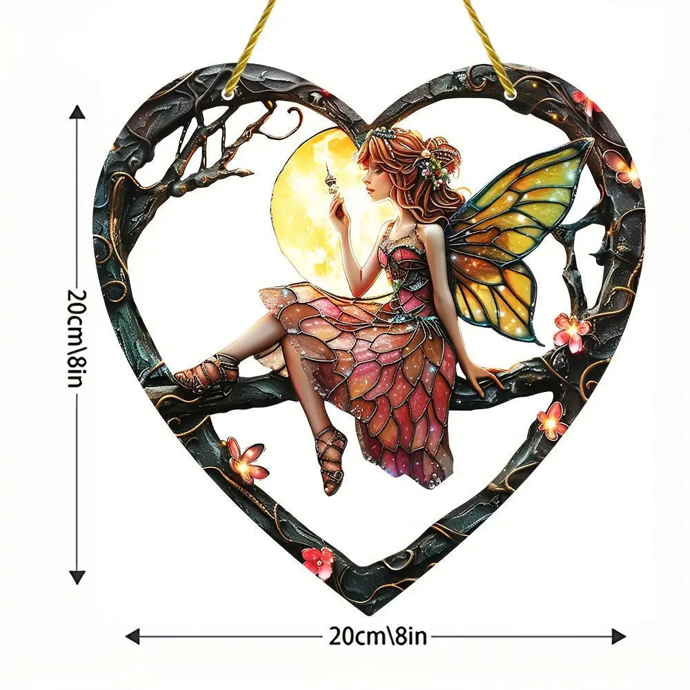 Attrape-Soleil Fée des Fleurs - Décoration Fenêtre Vitrail Acrylique