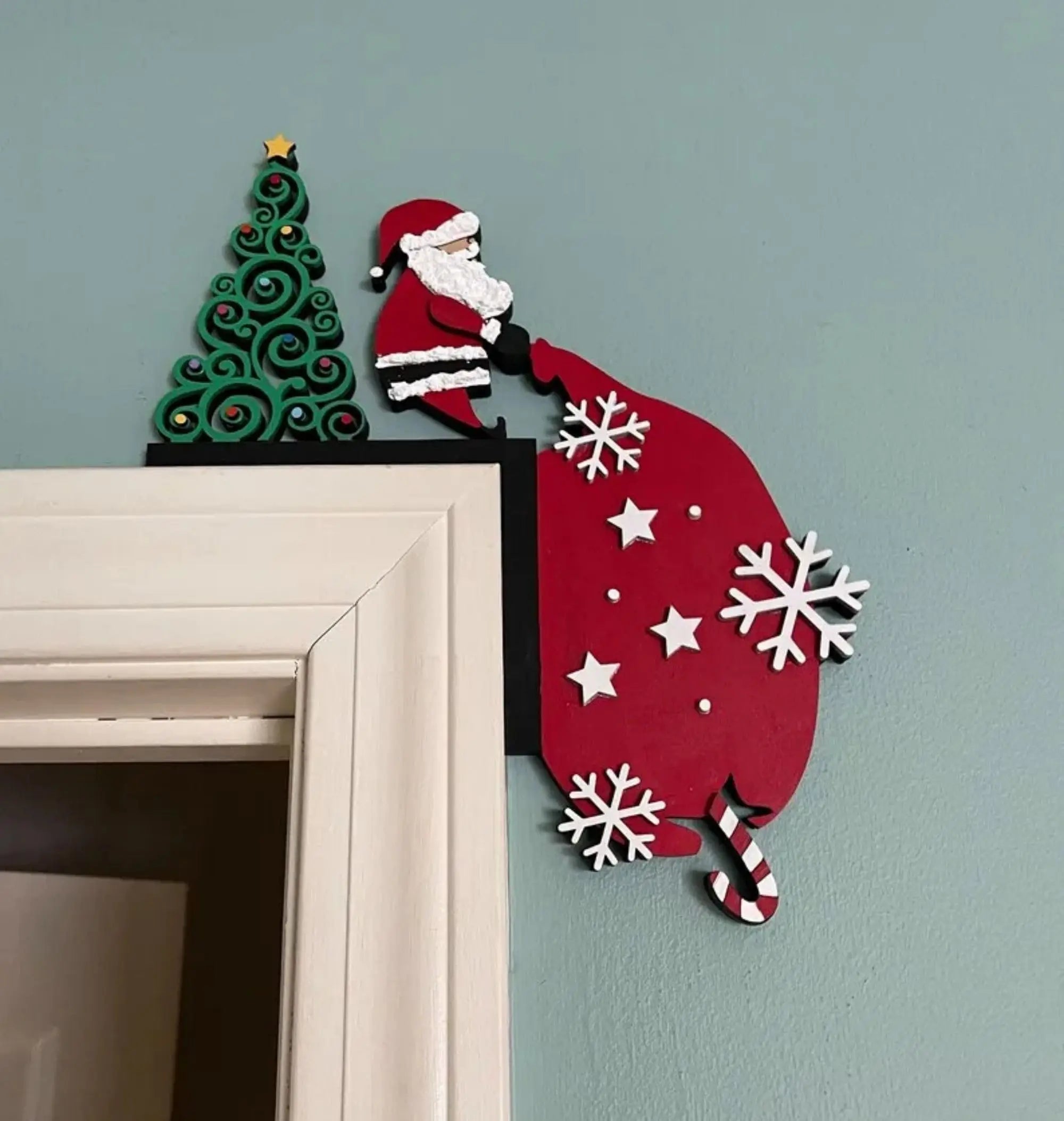 Christmas Decoration 2025 1pc Santa Clau Christmas Door Corner Decoration Diy Stitching Creatives Home Decor Colgante De Navidad