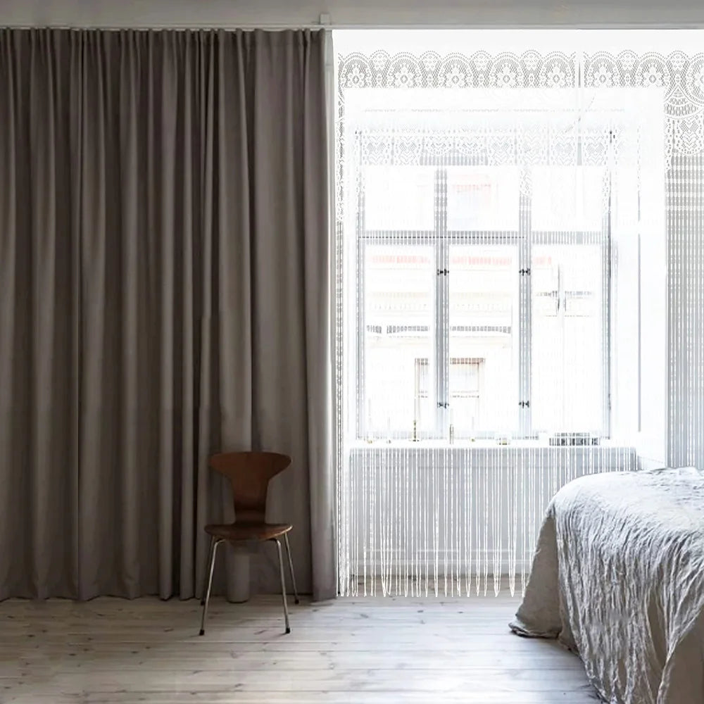 Macrame Lace Door String Curtain for Doorway Boho Window Panel Room Divider Wall Closet Curtains for Bedroom Living Room Kitchen