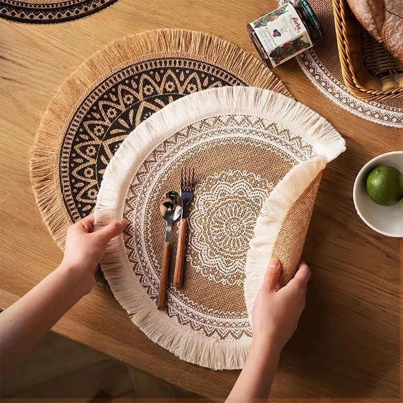 Table Mat Round Placemat Table Individual For Dining Room Decoration Accessories Kitchen Placemats Coffee Coasters Party Dinner
