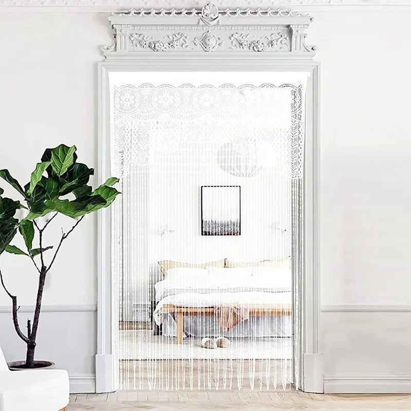 Macrame Lace Door String Curtain for Doorway Boho Window Panel Room Divider Wall Closet Curtains for Bedroom Living Room Kitchen