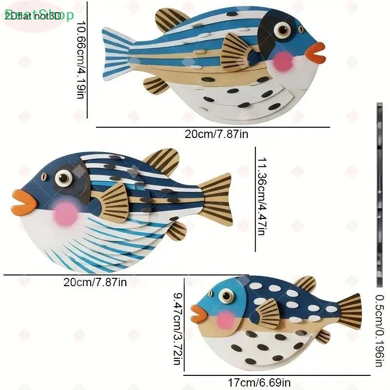 Décoration Murale Trois Poissons en Bois - Art Océan Thème Marin