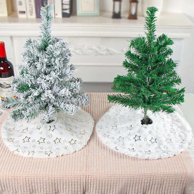 Petite Jupe de Sapin 15 Pouces - Peluche Blanche Fausse Fourrure avec Sequins