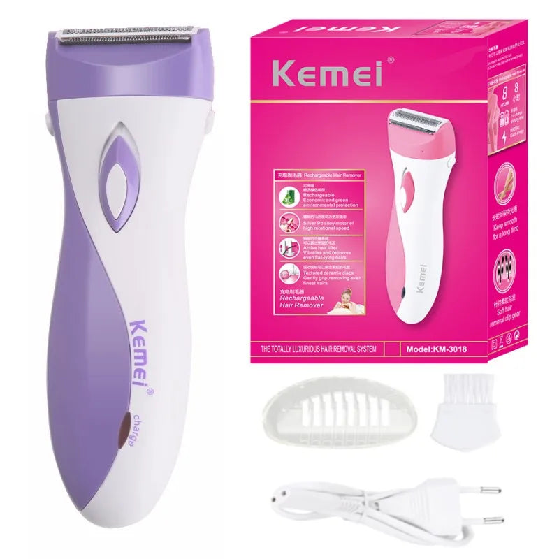 Rasoir Électrique Kemei KM-3018 EU - Épilateur Sans Douleur Rechargeable