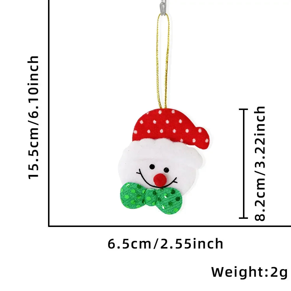 Pendentifs Peluche de Noël - Père Noël Bonhomme de Neige - Ornements Sapin