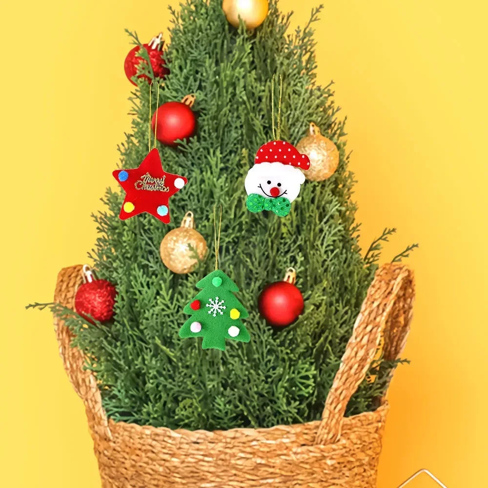 Pendentifs Peluche de Noël - Père Noël Bonhomme de Neige - Ornements Sapin