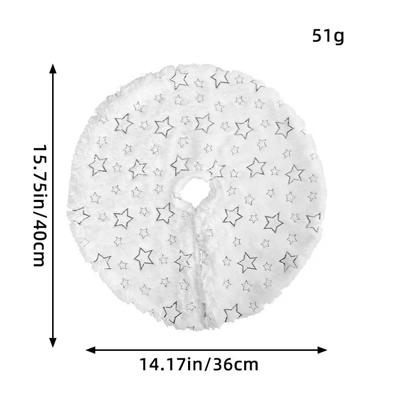 Petite Jupe de Sapin 15 Pouces - Peluche Blanche Fausse Fourrure avec Sequins