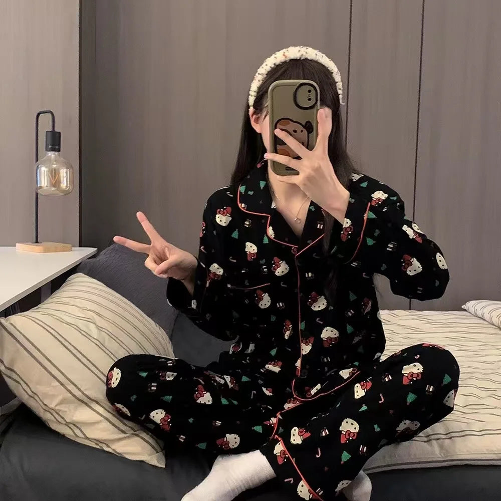 Pyjama de Noël Hello Kitty - Ensemble 2 Pièces Femme Anime Mignon