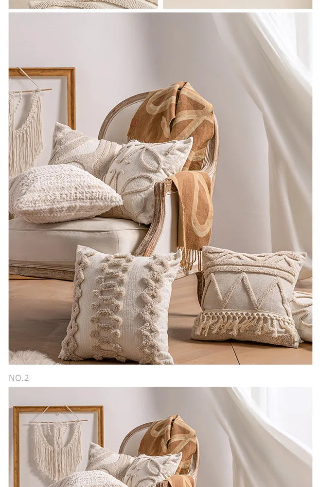 Chic Knit Pillow Covers Ins Style Sofa Cushion Cases Elegant Tassel Throw Pillowcovers Luxury Minimalist Accent Decor
