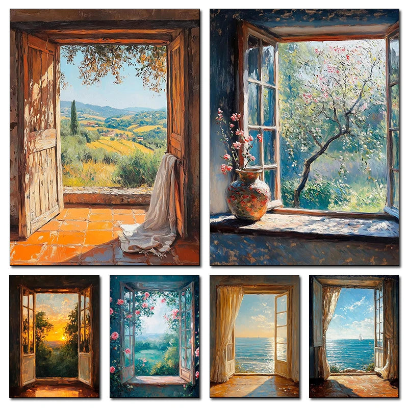 Vintage Ocean Oil Art Rustic Cozy Decor Sunlit Seaside Landscape Poster Canvas Paintings And Prints For Living Room Home Decor