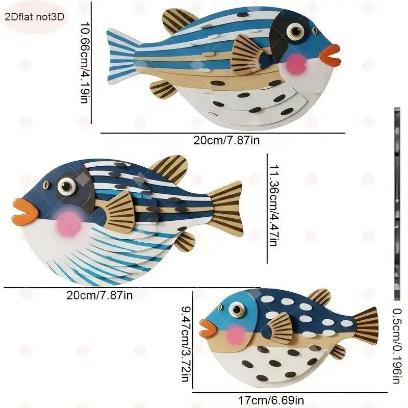 Décoration Murale Trois Poissons en Bois - Art Océan Thème Marin