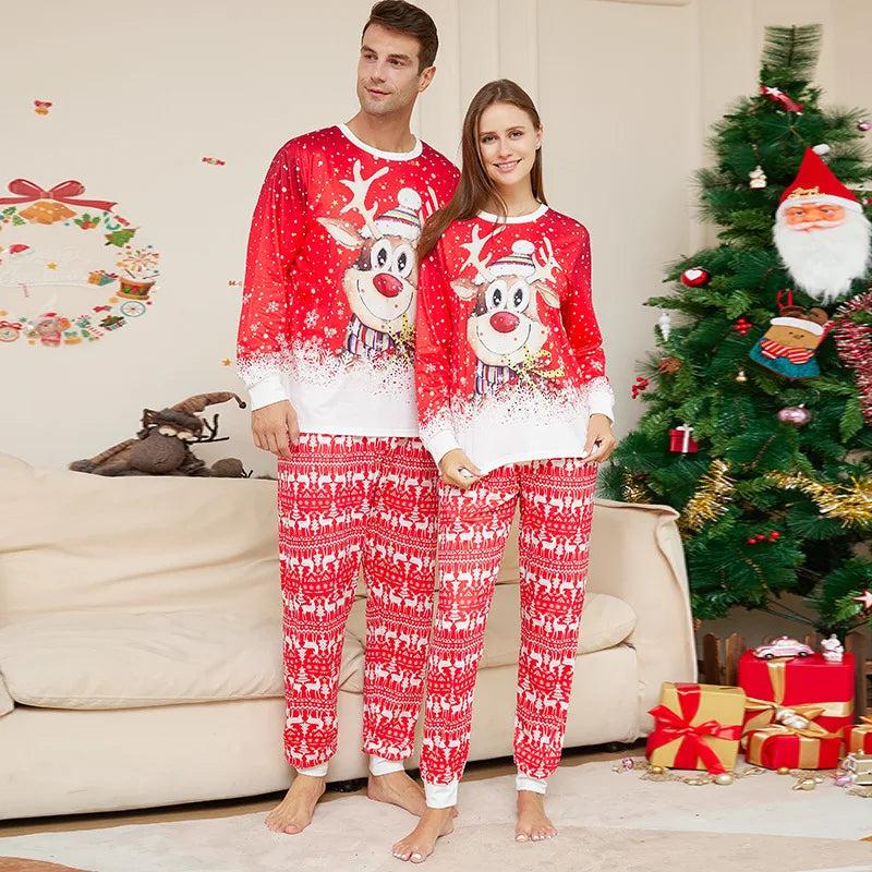 Pyjama de Noël Familial Renne - Ensemble Assorti Manches Longues pour Toute la Famille