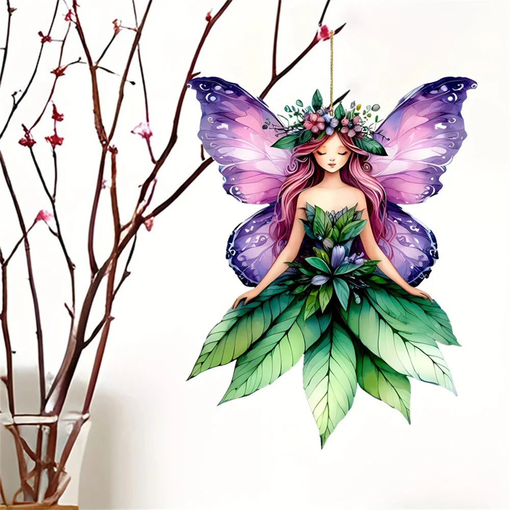 Attrape-Soleil Fée des Fleurs - Décoration Fenêtre Vitrail Acrylique