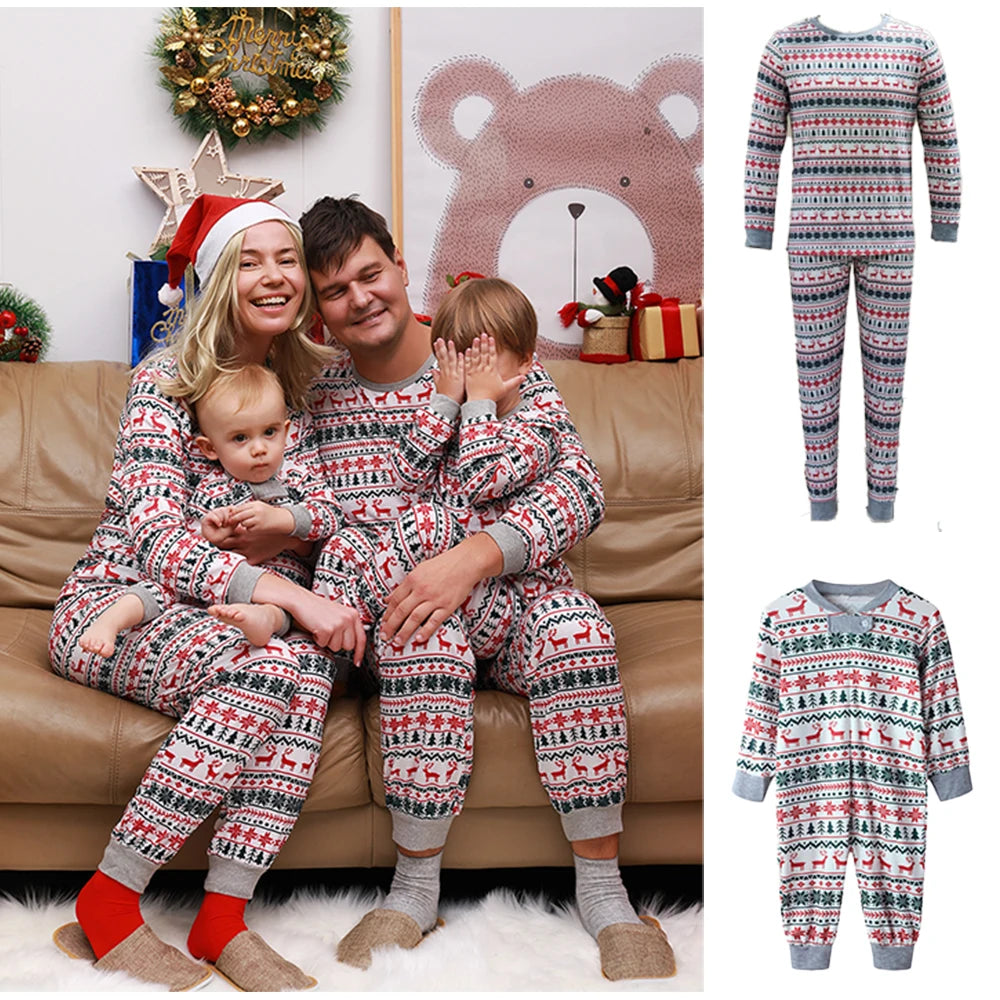 Pyjama de Noël Familial Renne et Sapin - Ensemble Assorti Parents et Enfants