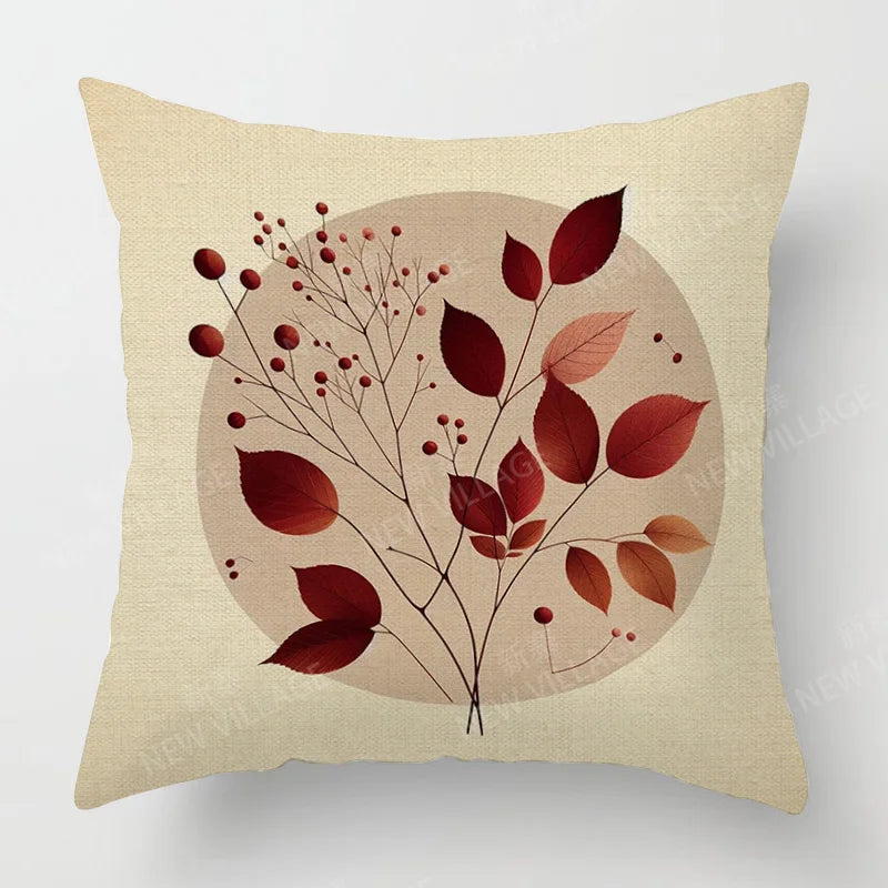 Scandinavian Plant Print Pillow Cover Living Room Sofa Cushion Cover Modern Simple Ins Style Home Decoration 40x40cm