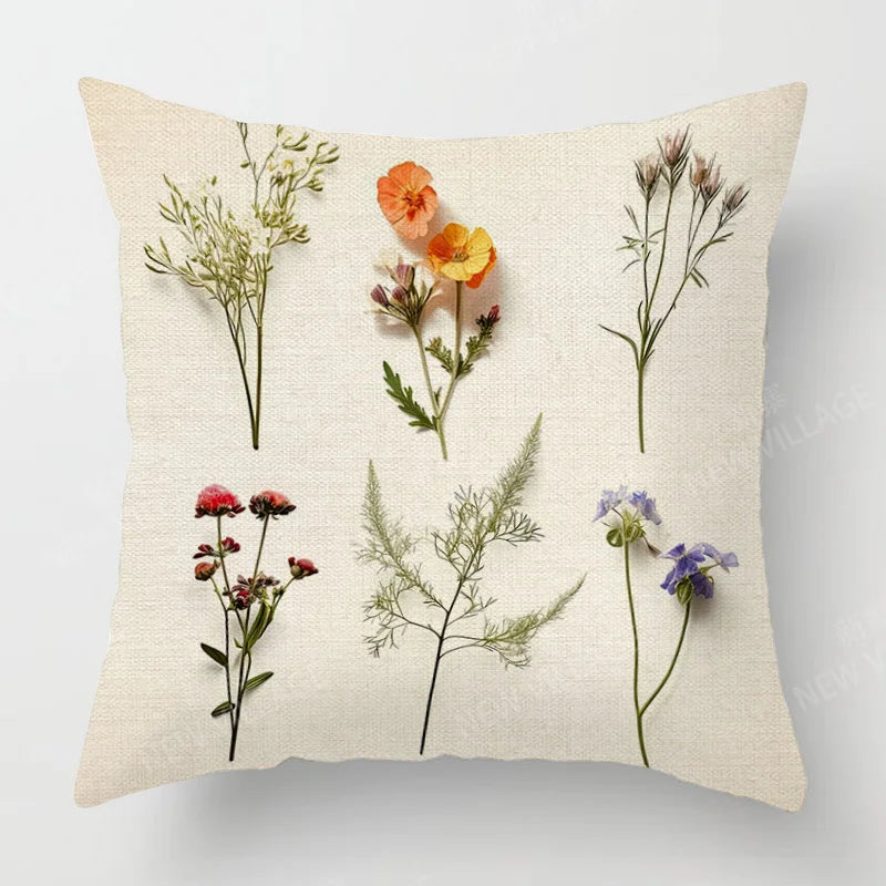 Scandinavian Plant Print Pillow Cover Living Room Sofa Cushion Cover Modern Simple Ins Style Home Decoration 40x40cm
