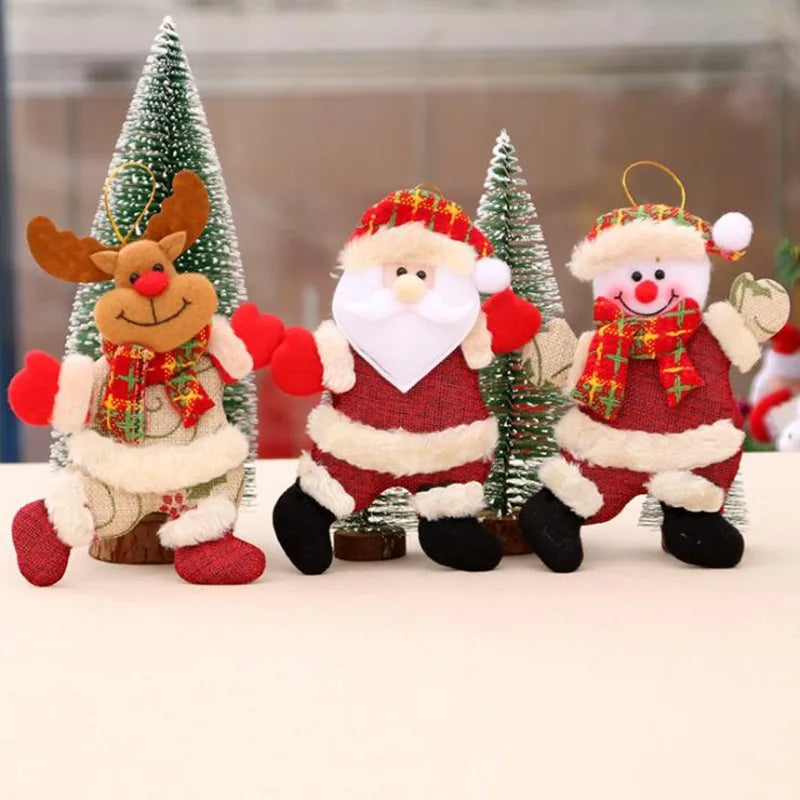 Christmas Plush Doll Ornaments White Santa Claus Snowman Xmas Tree Drop Ornaments Decoration For Home Xmas Party Kids Gifts