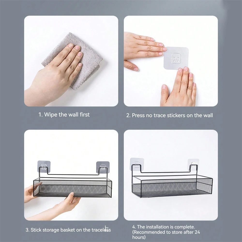 Étagère Murale Salle de Bain Sans Perçage - Rangement Multifonction