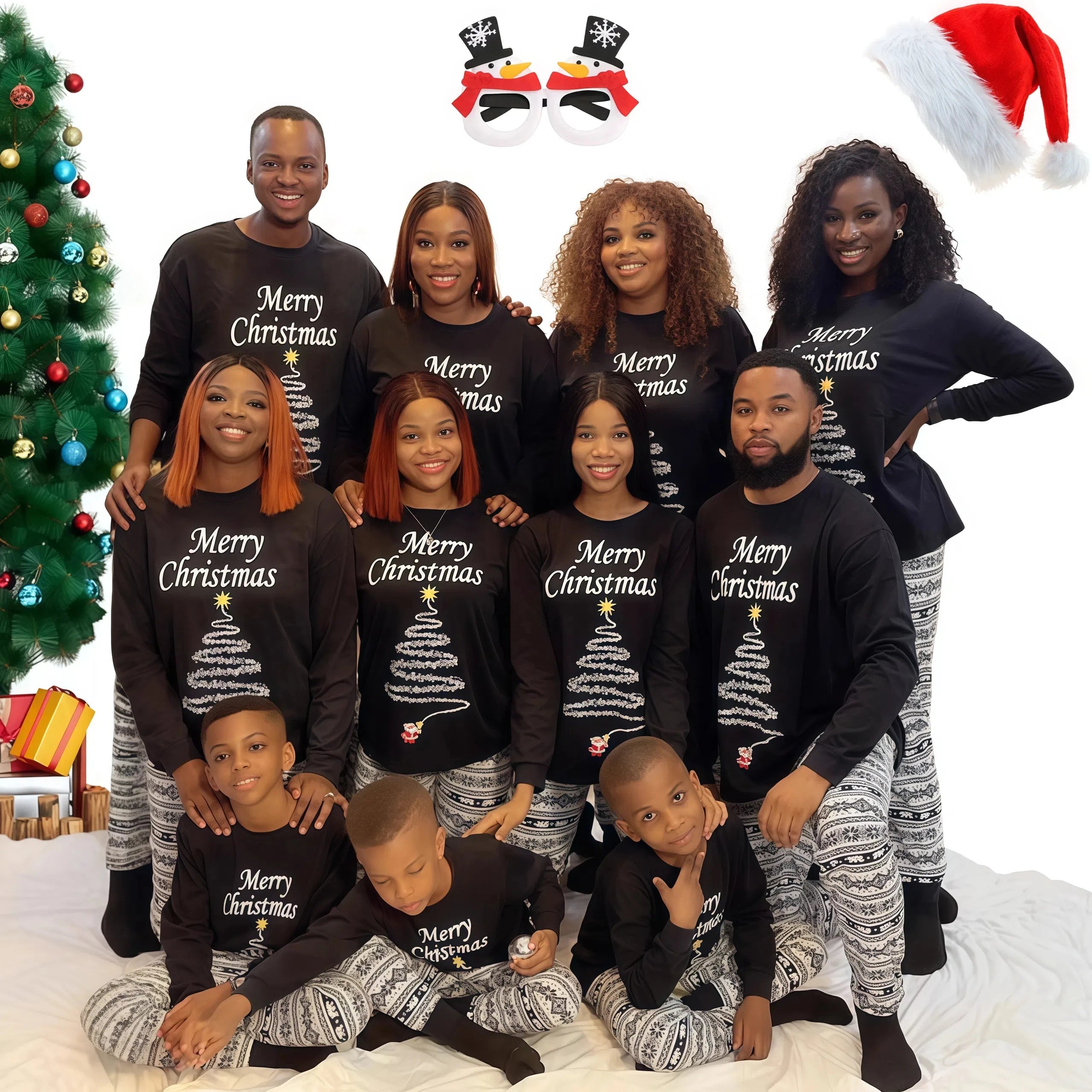 Pyjama de Noël Familial 2025 Vintage - Ensemble Assorti Parents Enfants Bébé