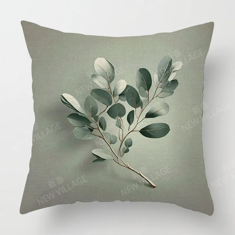 Scandinavian Plant Print Pillow Cover Living Room Sofa Cushion Cover Modern Simple Ins Style Home Decoration 40x40cm