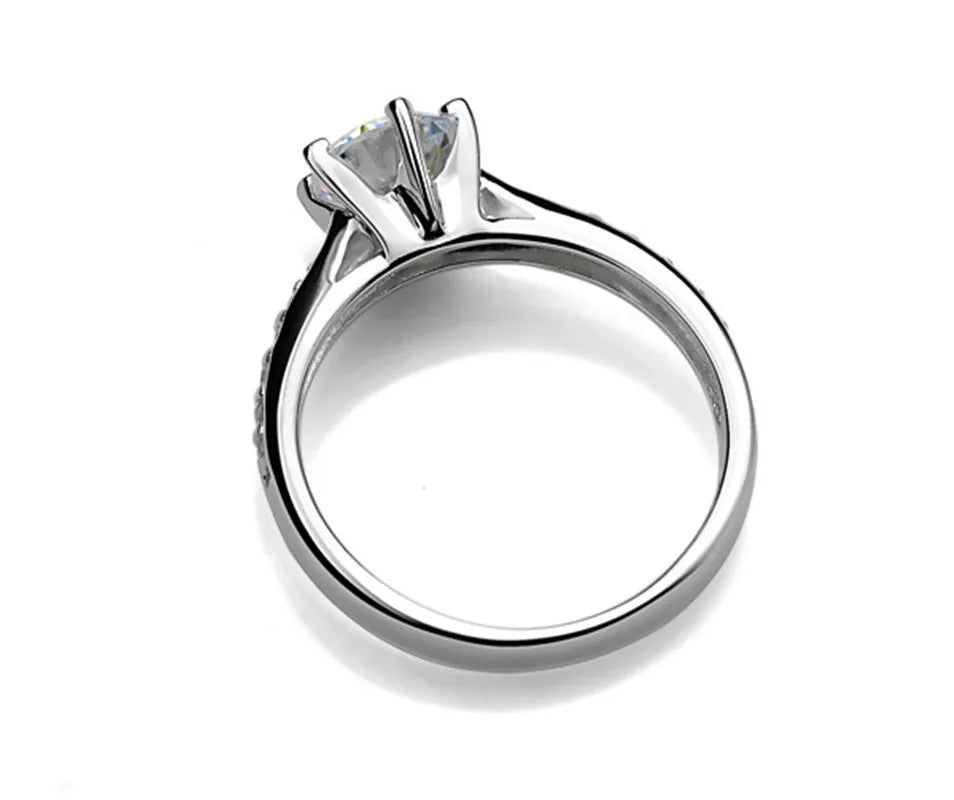 Bague Argent 925 Femme - Solitaire 6 Griffes Diamant Imitation 0.70ct