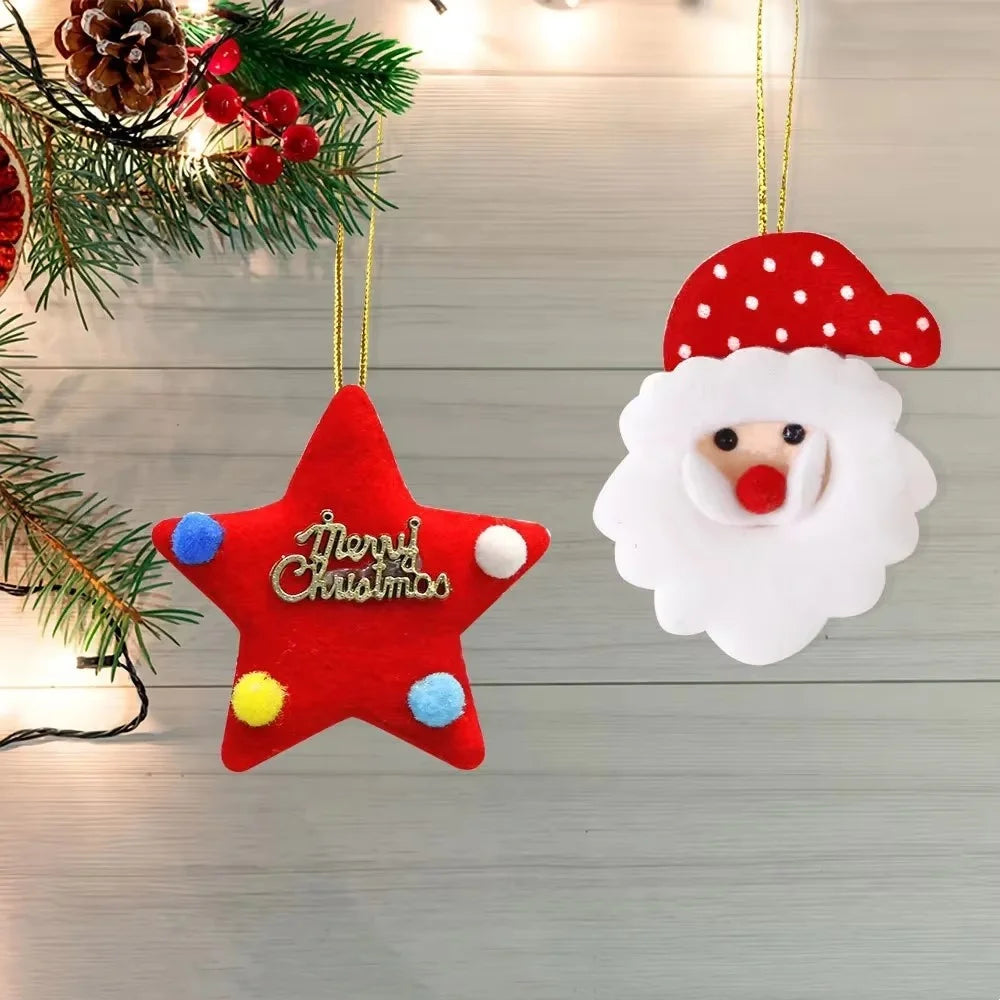 Pendentifs Peluche de Noël - Père Noël Bonhomme de Neige - Ornements Sapin