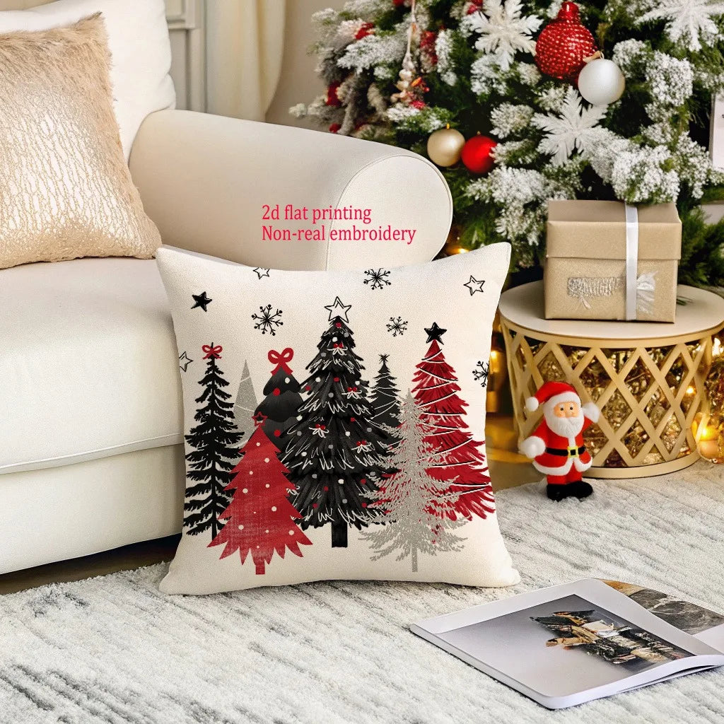 Christmas Tree Print Christmas Pillowcases for Cozy Holidays! Sofa cushion cover, New Year home decoration