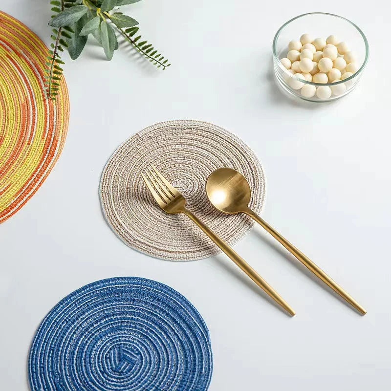 Round Braided Placemats,Washable Round Placemats for Kitchen Table 15 inch Round Table Mat for Dining Tables Holiday Party Decor