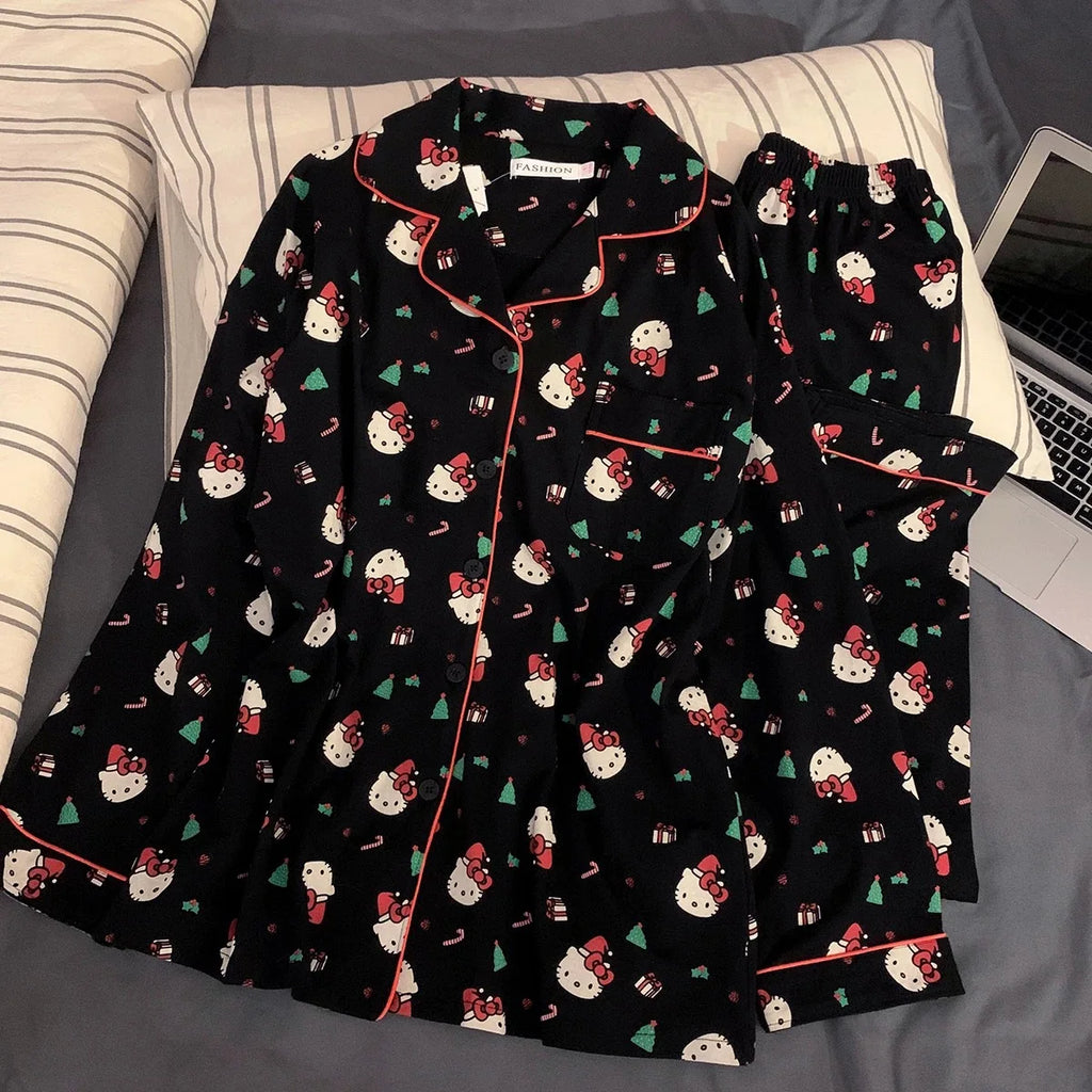 Pyjama de Noël Hello Kitty - Ensemble 2 Pièces Femme Anime Mignon