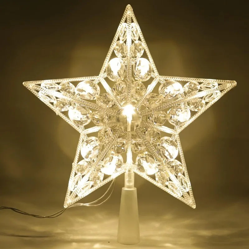 Étoile LED Lumineuse 15cm pour Sapin de Noël - Blanc Chaud - Décoration Festive