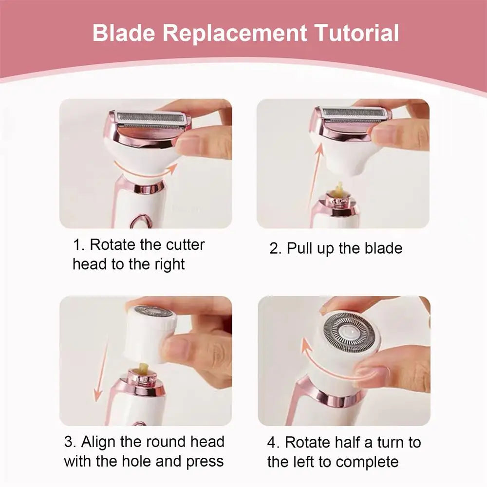 Rasoir Électrique Femme 4-en-1 - Épilateur Multifonction Visage Corps Bikini