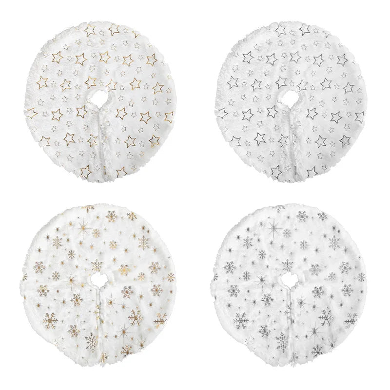 Petite Jupe de Sapin 15 Pouces - Peluche Blanche Fausse Fourrure avec Sequins