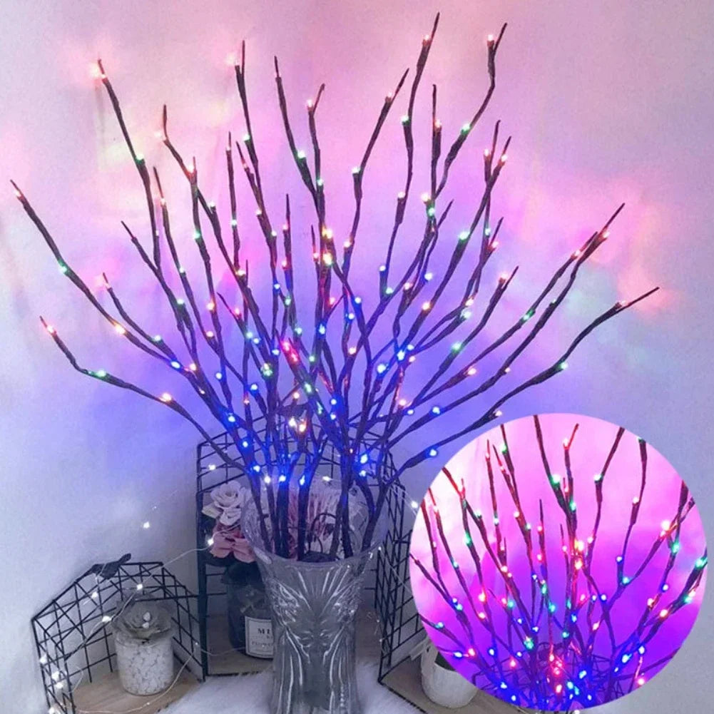 Branches LED Bouleau 20 LED - Lumières Féeriques à Piles - Décoration Mariage Noël