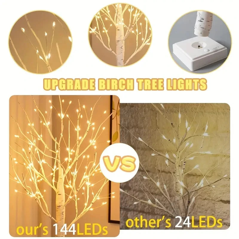 Arbre Lumineux LED Bouleau 144 LED - Blanc Chaud USB/Batterie - Décoration Noël