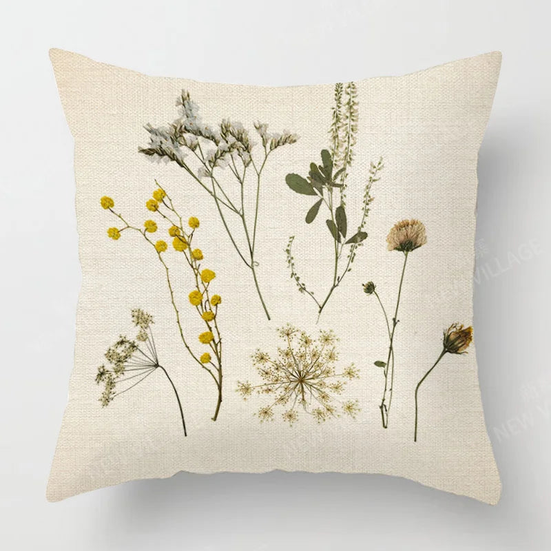 Scandinavian Plant Print Pillow Cover Living Room Sofa Cushion Cover Modern Simple Ins Style Home Decoration 40x40cm