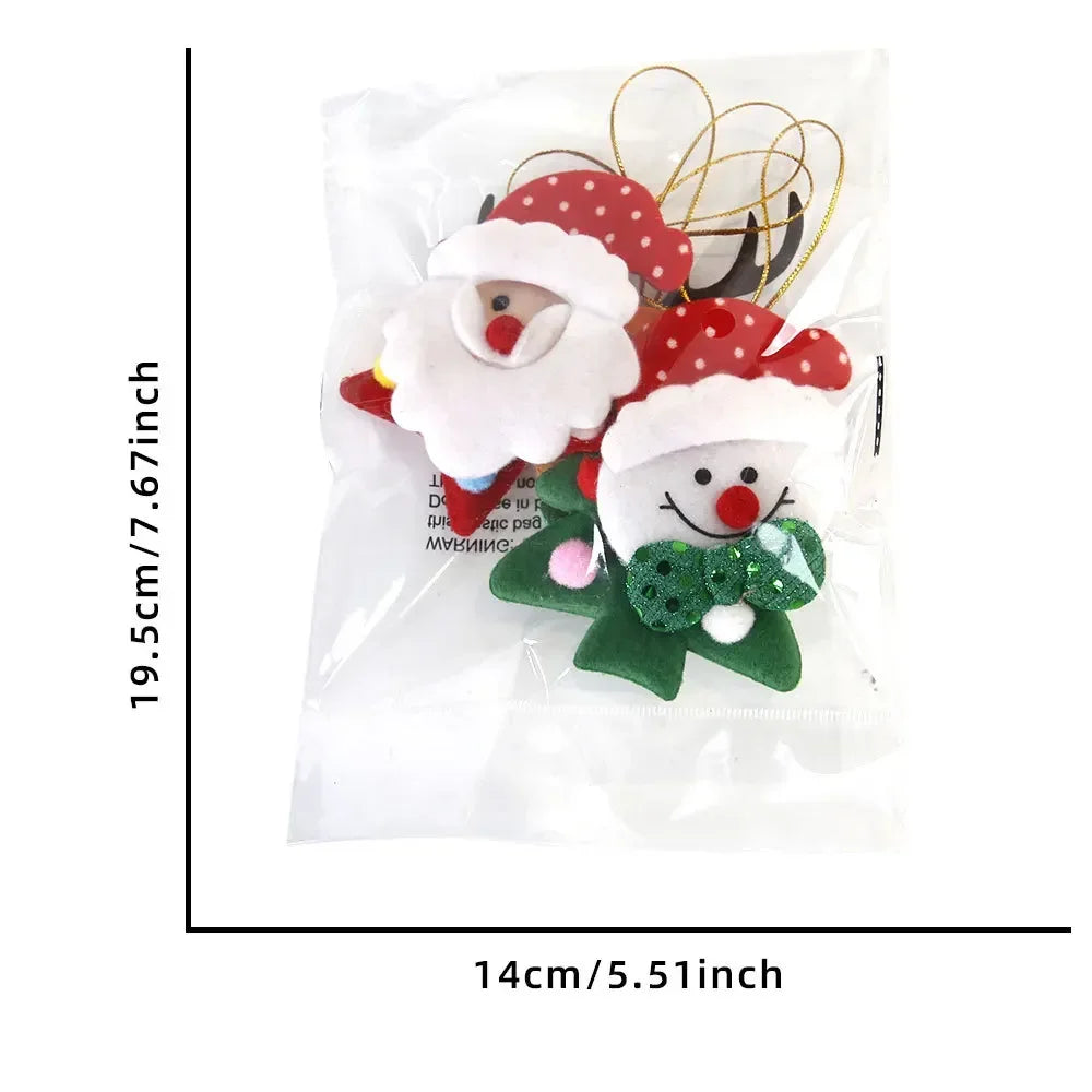 Pendentifs Peluche de Noël - Père Noël Bonhomme de Neige - Ornements Sapin