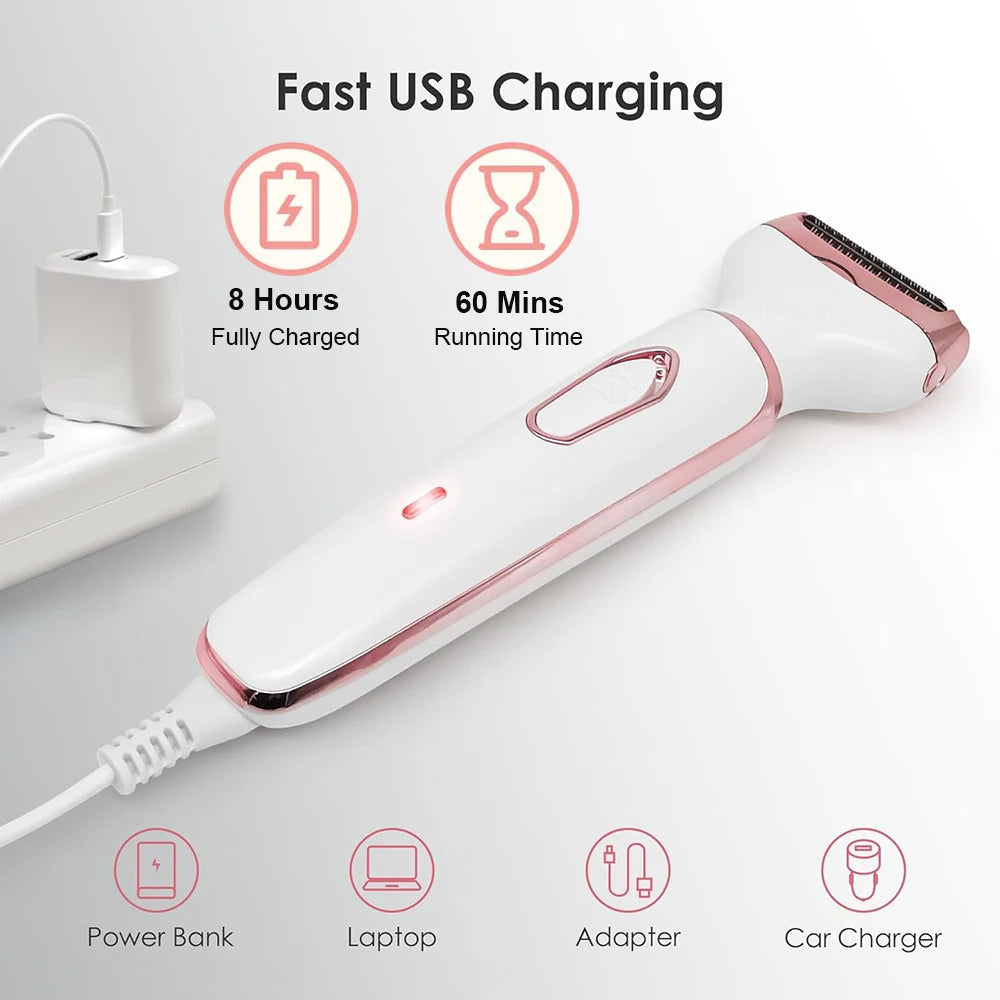 Rasoir Électrique Femme 4-en-1 - Épilateur Multifonction Visage Corps Bikini