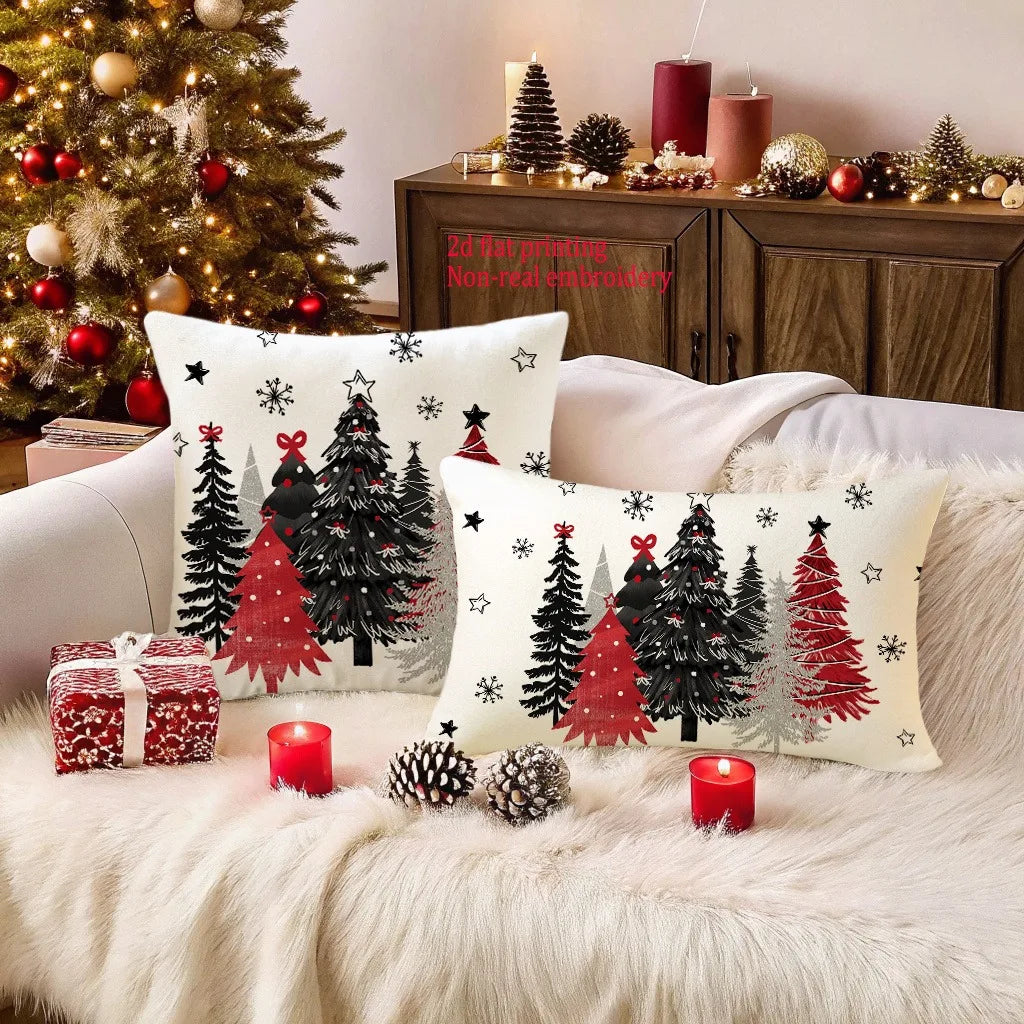 Christmas Tree Print Christmas Pillowcases for Cozy Holidays! Sofa cushion cover, New Year home decoration