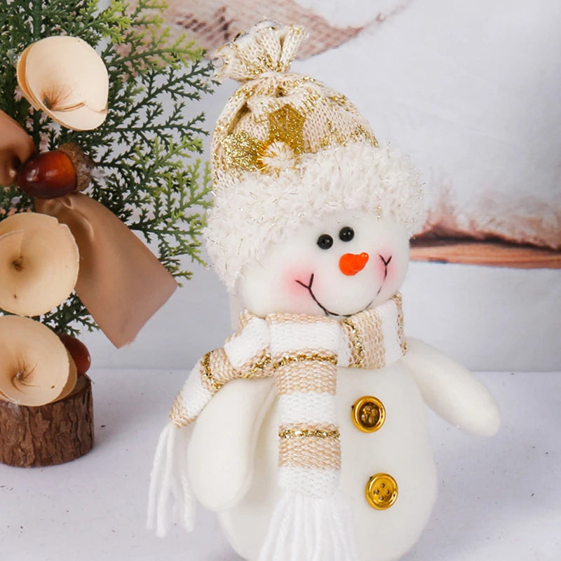 Christmas Plush Doll Ornaments White Santa Claus Snowman Xmas Tree Drop Ornaments Decoration For Home Xmas Party Kids Gifts