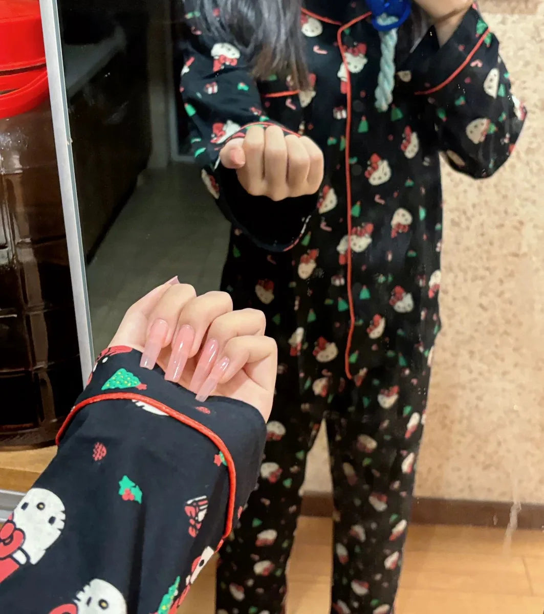 Pyjama de Noël Hello Kitty - Ensemble 2 Pièces Femme Anime Mignon