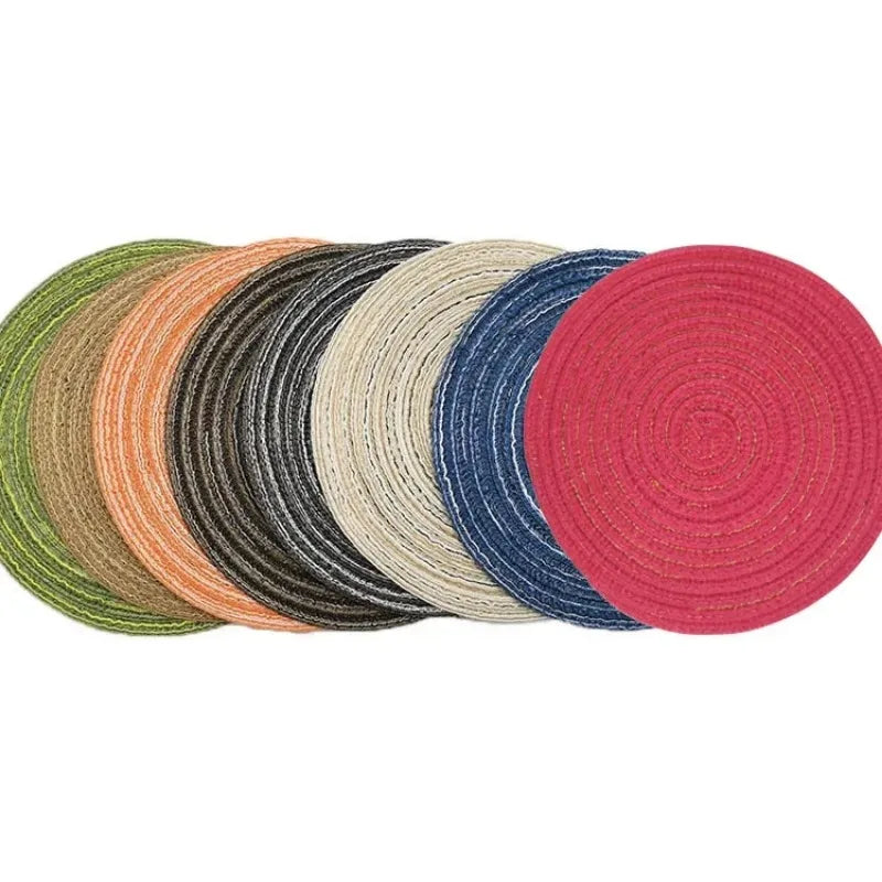 Round Braided Placemats,Washable Round Placemats for Kitchen Table 15 inch Round Table Mat for Dining Tables Holiday Party Decor
