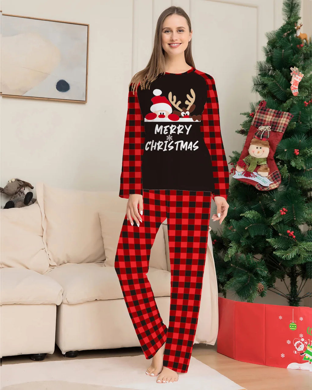 Pyjama de Noël Familial Père Noël - Ensemble Assorti Femme Homme Enfant