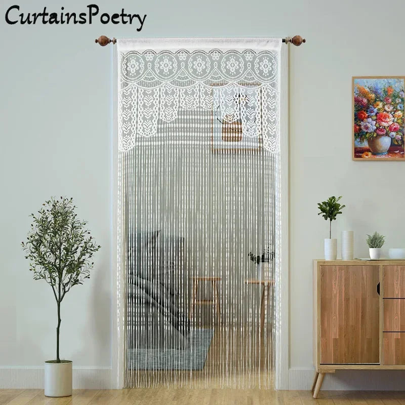 Macrame Lace Door String Curtain for Doorway Boho Window Panel Room Divider Wall Closet Curtains for Bedroom Living Room Kitchen