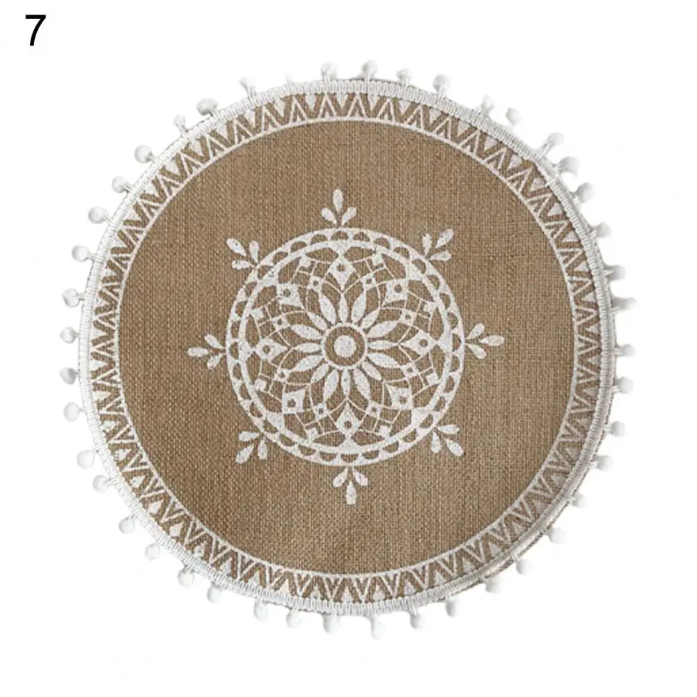 Napperon Rond en Rotin 38cm - Dessous de Plat Fait Main Décor Maison