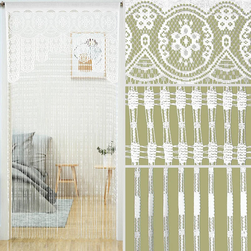 Macrame Lace Door String Curtain for Doorway Boho Window Panel Room Divider Wall Closet Curtains for Bedroom Living Room Kitchen