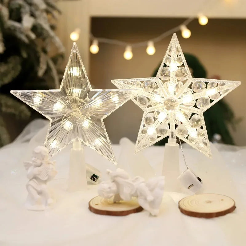 Étoile LED Lumineuse 15cm pour Sapin de Noël - Blanc Chaud - Décoration Festive